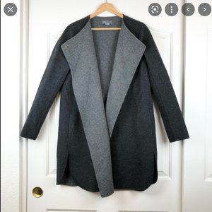 Vince Two-Tone Gray Asymmetrical Wool Coat
